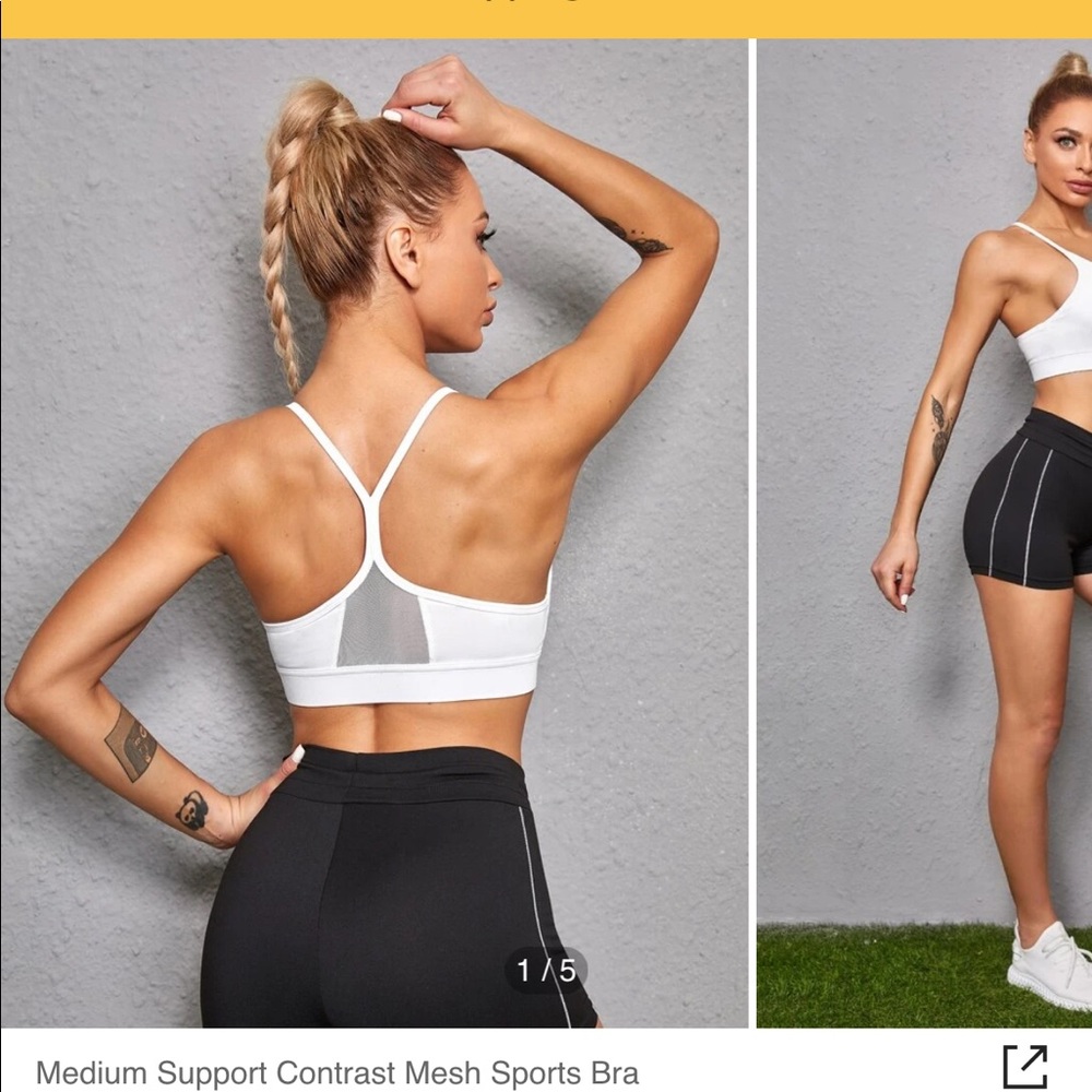 Medium Support Contrast Mesh Sports Bra